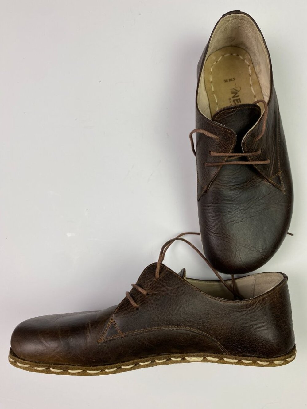 Nefes Handmade Barefoot Shoes Mens 10.5 Leather Brown